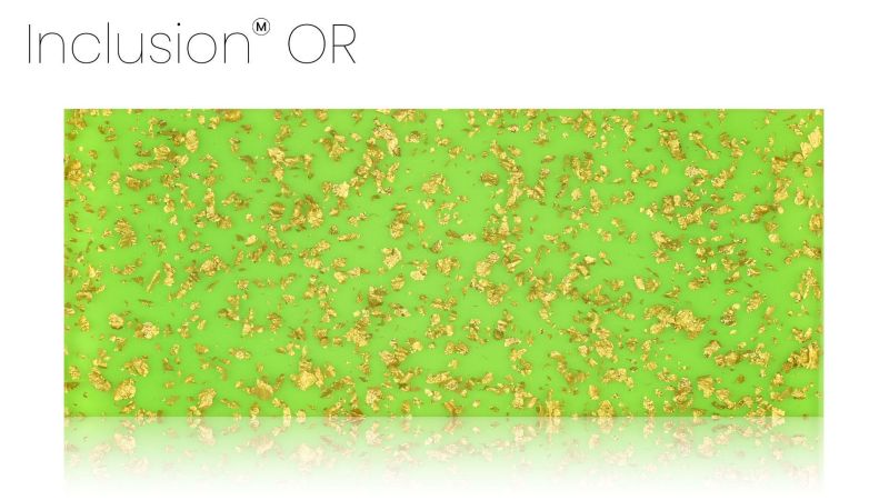 Inclusion of real gold, silver, brass, or copper leaf - PMMA resin - made in France