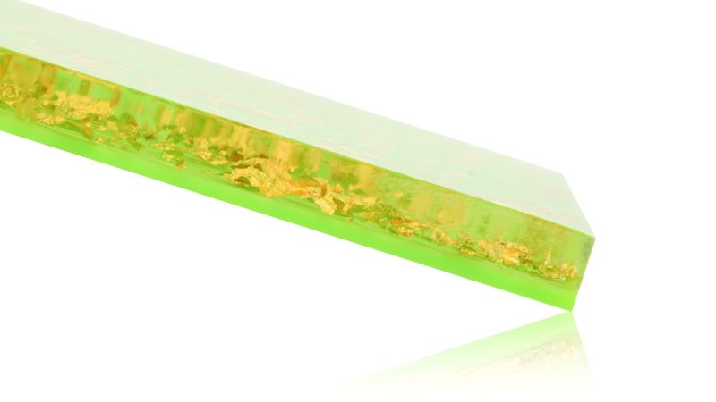 Inclusion of real gold, silver, brass, or copper leaf - PMMA resin - made in France