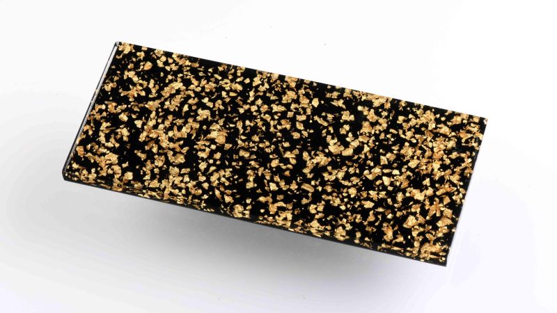 Inclusione di vere foglie d'oro, argento, ottone o rame - Resina PMMA - fatto in Francia