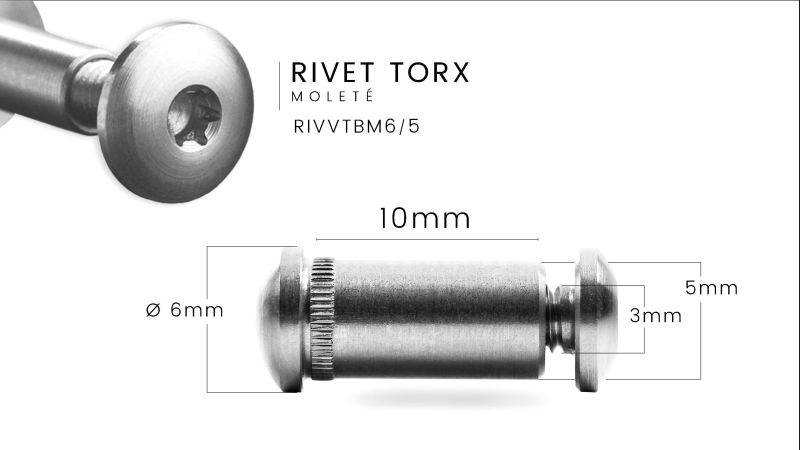 Rivet corby torx  6 mm moletee