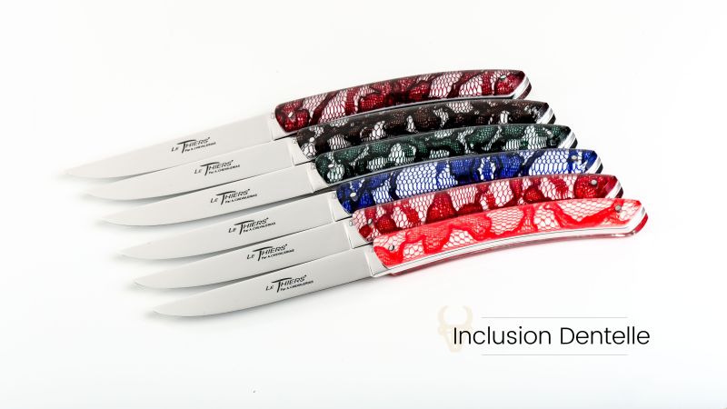 Inclusions de véritable tissus dentelle - Résine PMMA - made in France