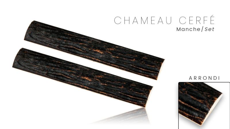 Manche os de chameaux cerfé - sculpté et teinté - un matériau durable, confortable et personnalisable