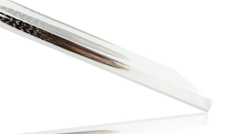 Real guinea fowl feathers inclusion - white background - PMMA resin - made in France