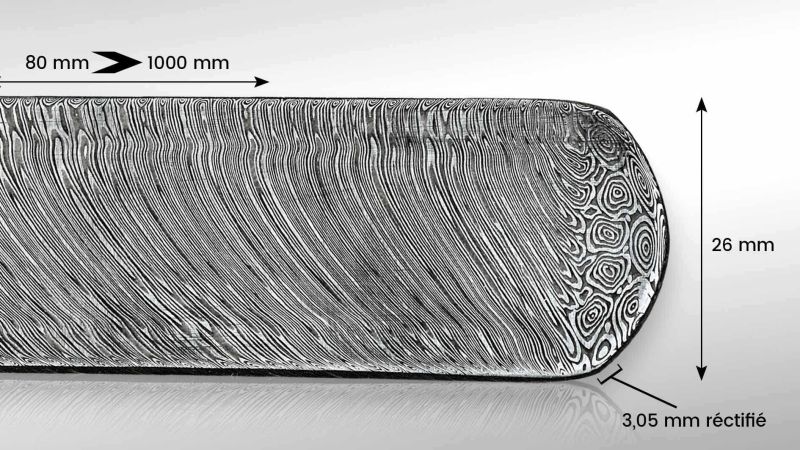 Barre de Damasteel, damas aux inspirations nordiques