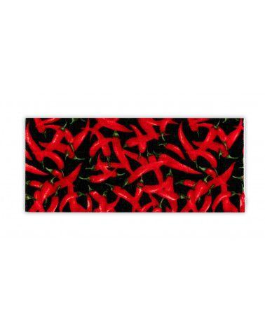 Einschlussplatte mit rotem Chili-Stoff - champagnerfarbener Hintergrund