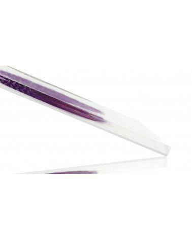 Real colored guinea fowl feathers inclusion - white background - PMMA resin - made in France