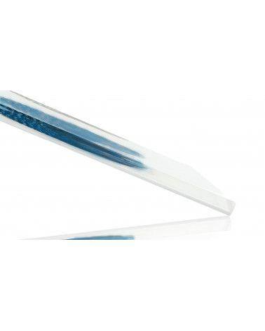 Inclusión de plumas reales de pintada de colores - fondo blanco - Resina PMMA - hecho en Francia