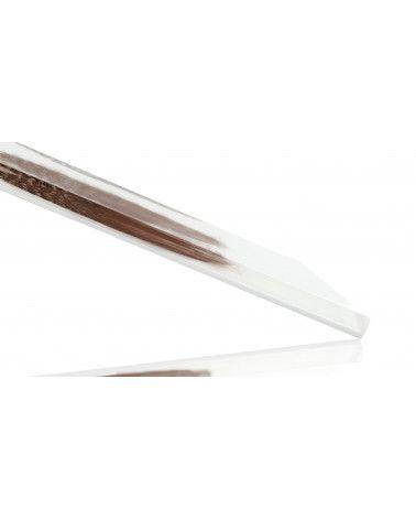 Real colored guinea fowl feathers inclusion - white background - PMMA resin - made in France