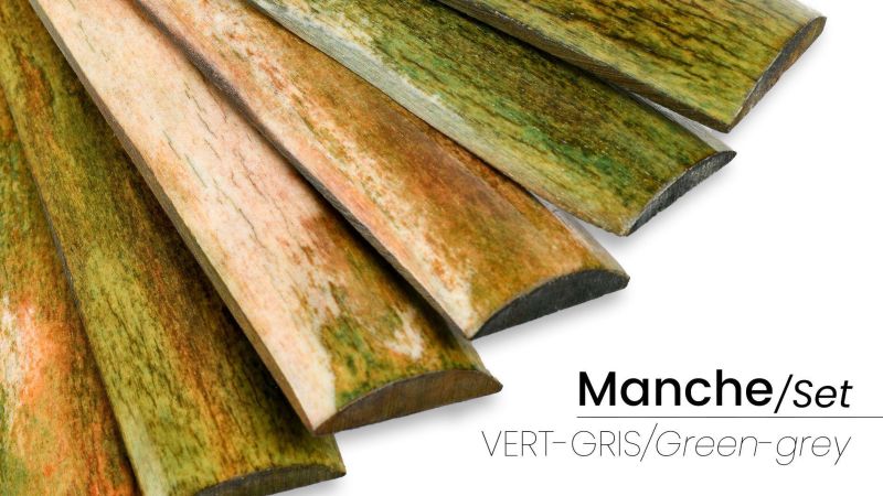 Manico di Os di Cammello Tinto Doppio Colore: Verde-Grigio - un Materiale Durevole, Confortevole e Personalizzabile