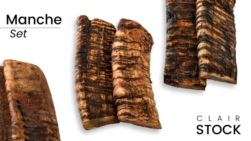 Manico in corteccia di montone appiattita grezza - aspetto primitivo