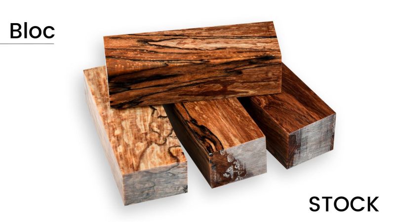 Stabilized spalted beech block - Made in France (multi-colored)