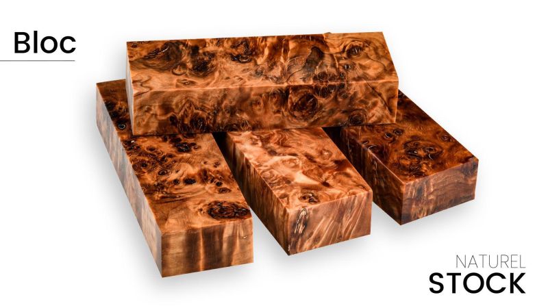 Stabilisiertes Pappel-Wurzelholzblock - Auffällige Farben - für Handwerker - Raffir