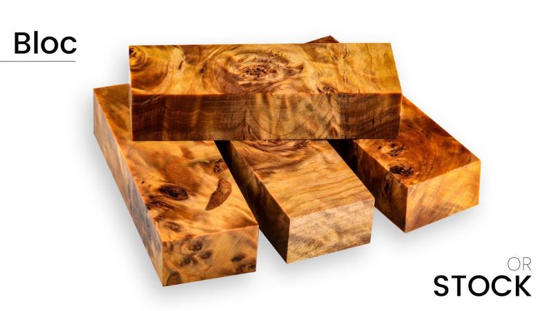 Stabilized Poplar burl block - Striking colors - for artisans - Raffir