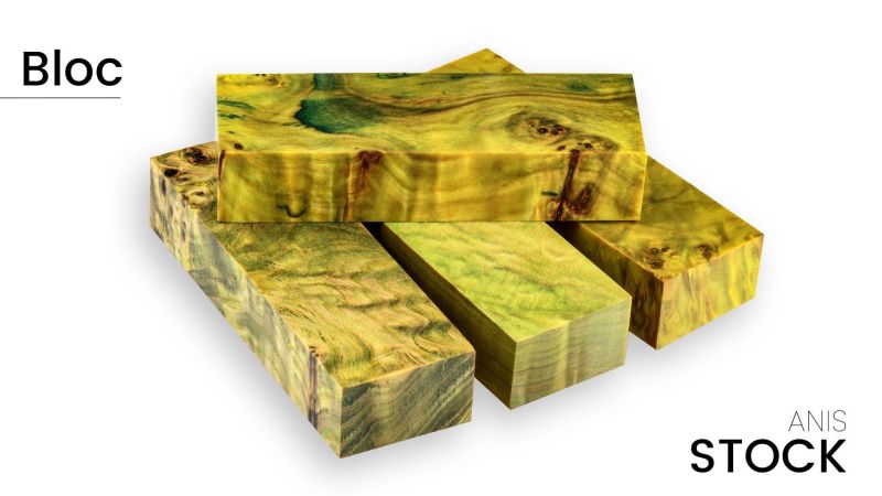 Stabilized flamed poplar block - Striking colors for artisans - Raffir