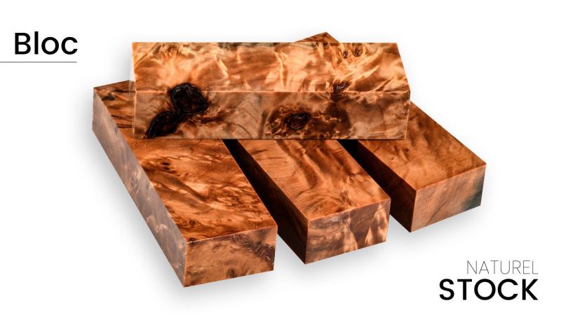 Bloque de álamo flambeado estabilizado - Colores impresionantes para artesanos - Raffir