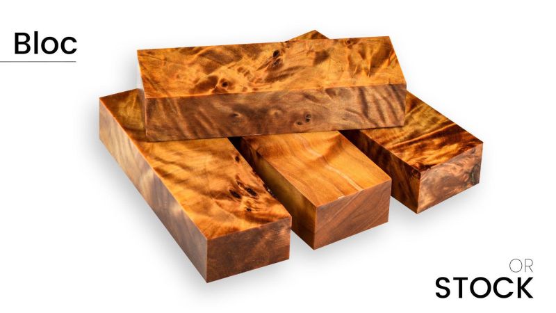 Bloc de peuplier flammé stabilisé - pour artisan - couleurs saisissantes - Raffir