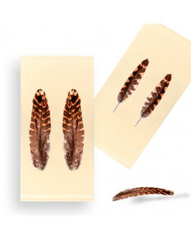 Inclusión de plumas reales de becada - Resina PMMA - hecho a mano en Francia