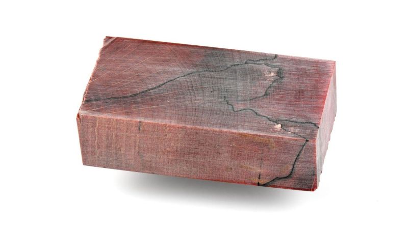 Bloc de Hêtre Echauffé en bois de bout stabilisé - rouge