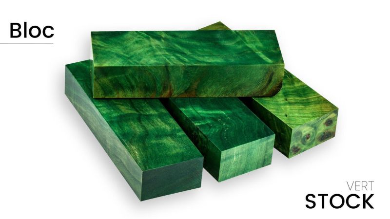 Bloque de álamo flambeado estabilizado - Colores impresionantes para artesanos - Raffir