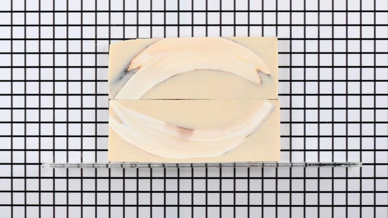 Unpolished stabilized warthog tusk handle - beige resin