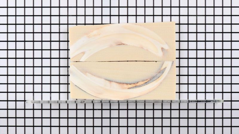 Unpolished stabilized warthog tusk handle - beige resin