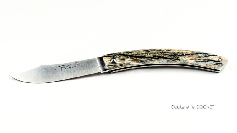 Giraffe Bone Handles - South Africa - Orange/Blue - CITES FR2304800024-I - Giraffa Camelopardalis.