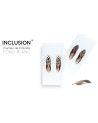 Real guinea fowl feathers inclusion - white background - PMMA resin - made in France