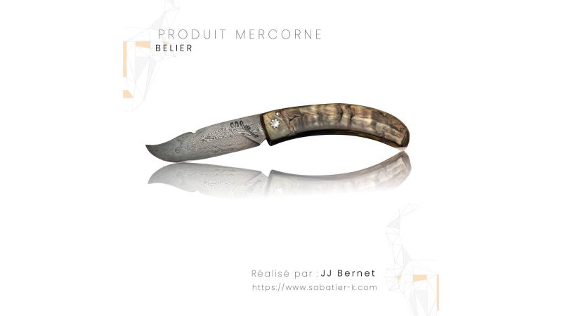 Manche de corne de bélier aplatie et planés - aspect primitif