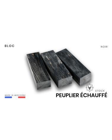 Stabilized spalted poplar block - Multi-colored - Made in France