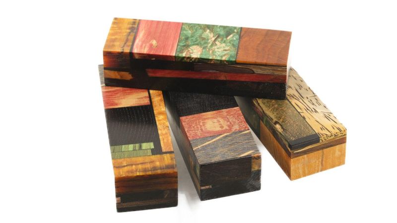 Bloque Tetris para cuchillos - Puzzle de madera y resina para artesanos