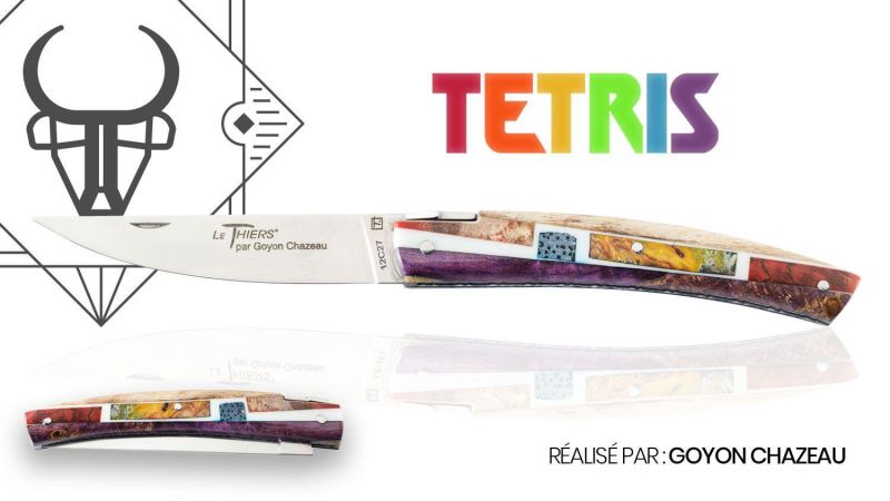 Mangos Tétris para Cuchillos - Puzzle de Madera y Resina para Artesanos