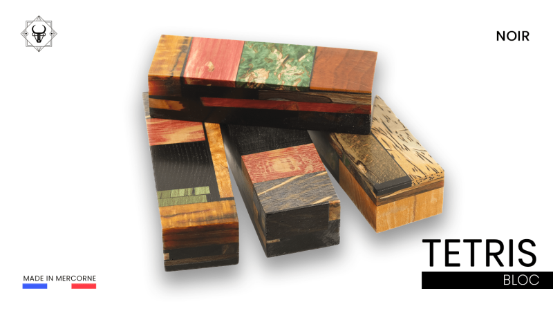 Blocco Tetris per coltelli - Puzzle di legno e resina per artigiani