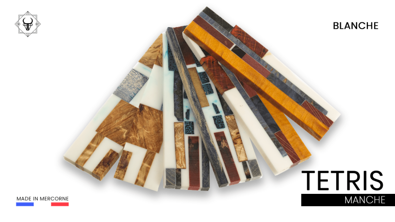 Manici Tétris per Coltelli - Puzzle di Legno e Resina per Artigiani