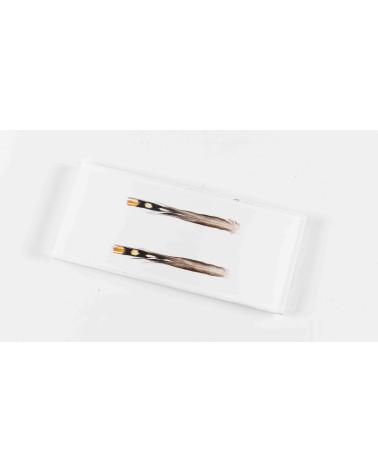 Inclusions de plûmes véritable de jungle coq - Résine PMMA - made in France