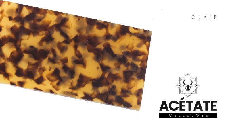 Light cellulose acetate plate, dark, black/white - Made in France