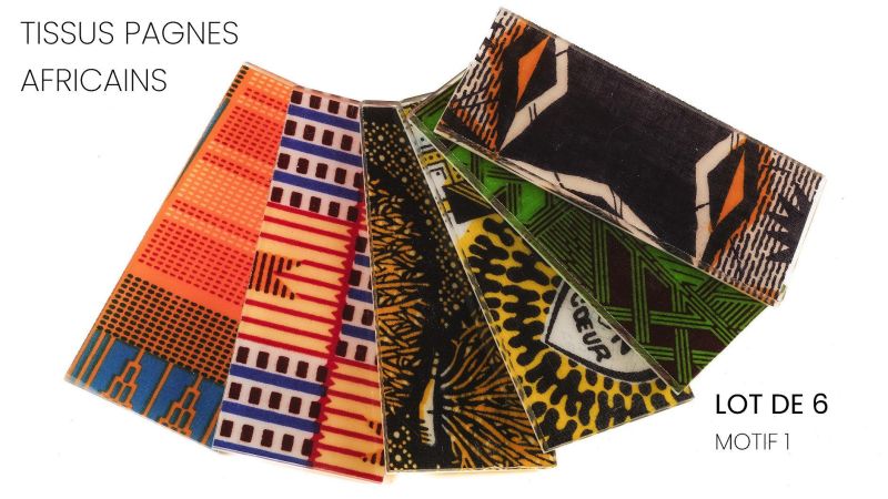 Placas con tejido de tela africana (lote de 6)