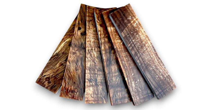 Manici in radica di acero europeo stabilizzato (Acer pseudoplatanus) - legno decorativo raro
