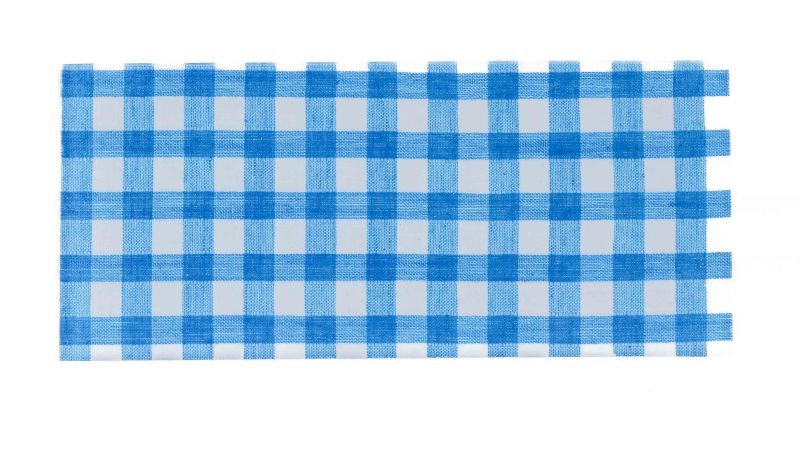 Inclusion plate, gingham fabric, white background