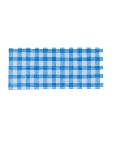 Inclusion plate, gingham fabric, white background