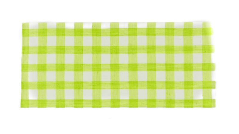 Inclusion plate, gingham fabric, white background
