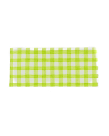 Inclusion plate, gingham fabric, white background
