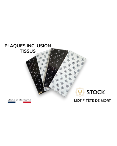 Inclusion de tissus "Tête de mort" - made in France - noir ou blanc