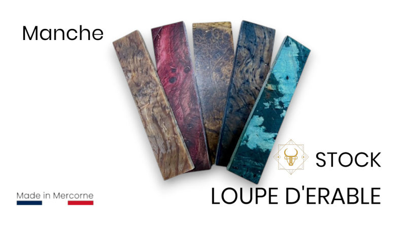 Manches de Loupe d'Erable stabilisé d'Europe (Acer pseudoplatanus) - bois décoratif rare