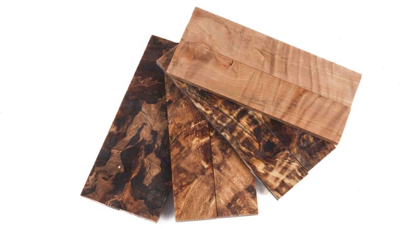 Manche loupe de hêtre stabilisé | Bois précieux pour couteau | Mercorne