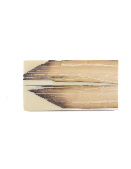Manche pulpe d'ivoire de mammouth stabilisé résine beige | Coutellerie fossile | Mercorne