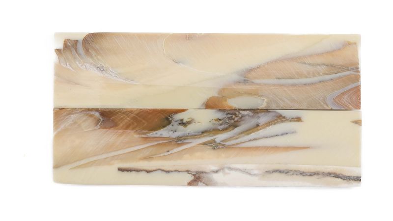 Manche pulpe d'ivoire de mammouth stabilisé résine beige | Coutellerie fossile | Mercorne