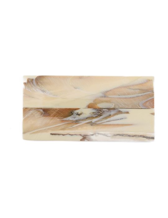 Manche pulpe d'ivoire de mammouth stabilisé résine beige | Coutellerie fossile | Mercorne