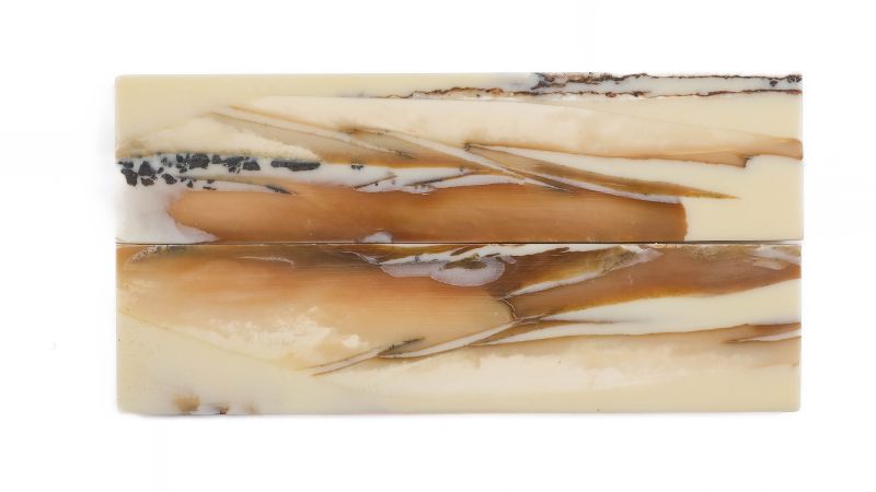 Manche pulpe d'ivoire de mammouth stabilisé résine beige | Coutellerie fossile | Mercorne