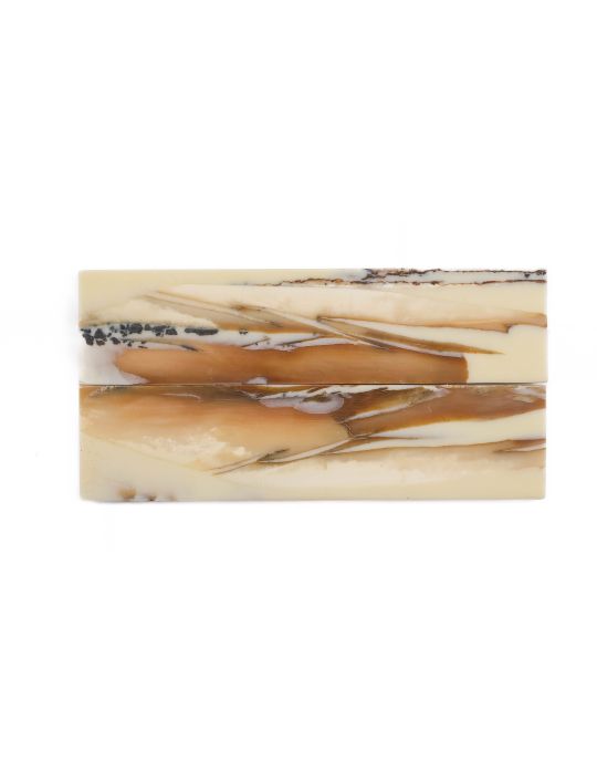 Manche pulpe d'ivoire de mammouth stabilisé résine beige | Coutellerie fossile | Mercorne