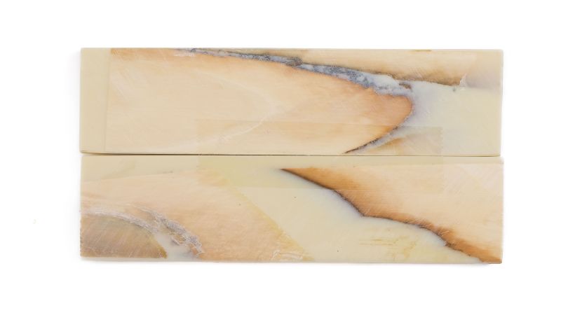 Manche pulpe d'ivoire de mammouth stabilisé résine beige | Coutellerie fossile | Mercorne